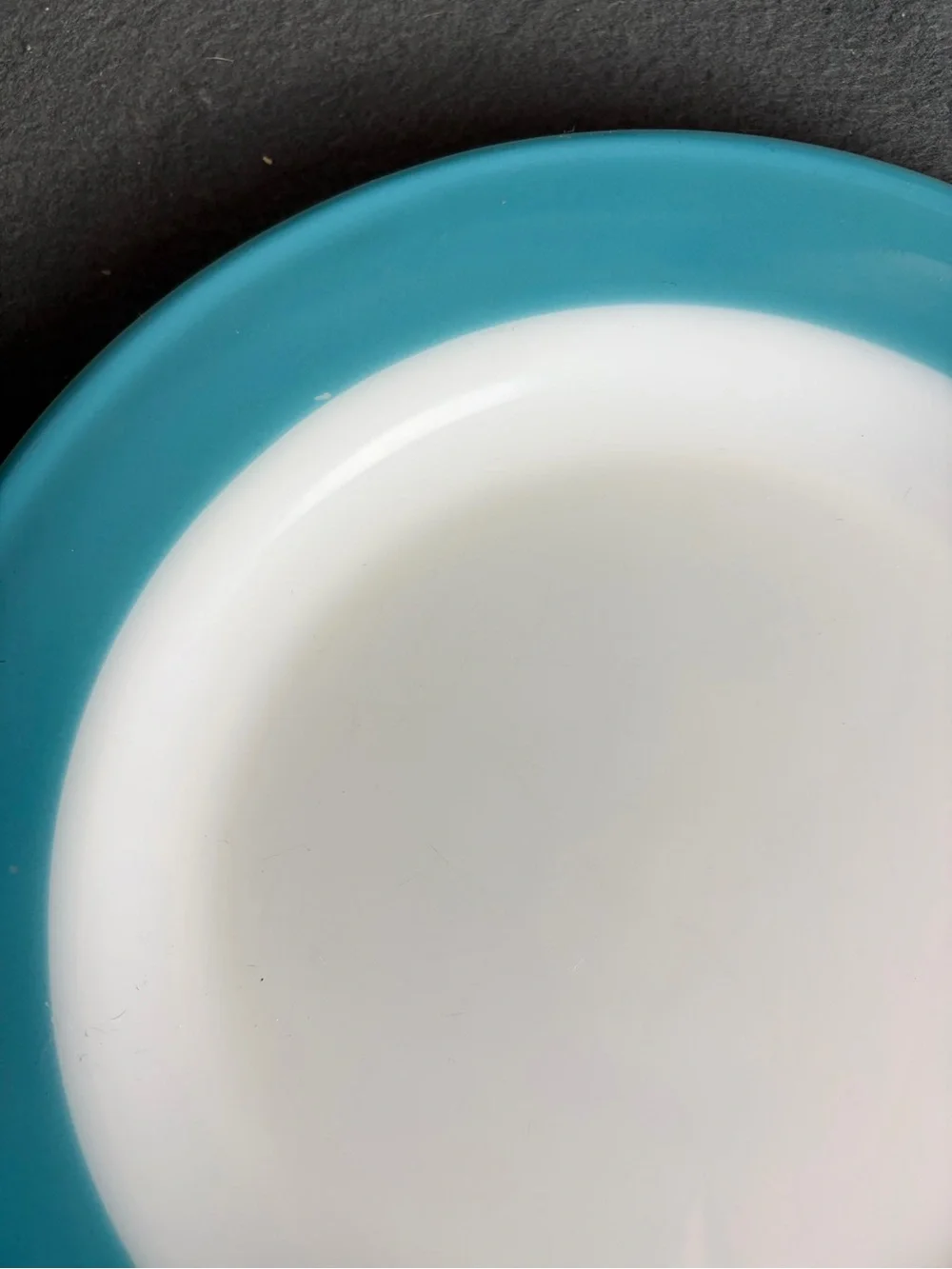 Vintage 50s Pyrex Aqua Turquoise Wide Band 10” Dinner Plates Set Of 2 Milk Glass
